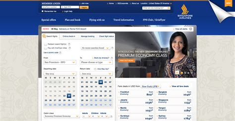 singapore airlines website flights